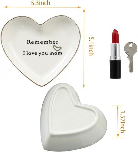 Gifts For Mom Ceramic Jewelry Dish Tray, Remember I Love You Mom Heart Shaped Cute Ring Dish For Rings Earrings Necklaces Bracelet Watch Keys, Birthday Mother'S Day Christmas Gift For Women in Kuwait