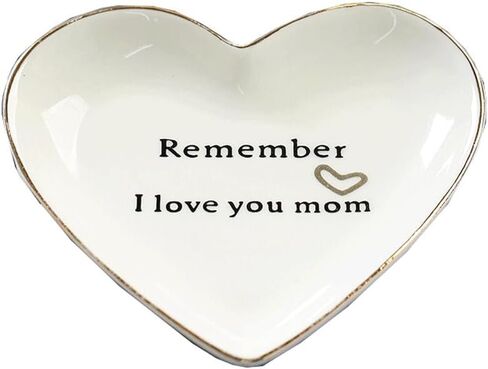 Gifts For Mom Ceramic Jewelry Dish Tray, Remember I Love You Mom Heart Shaped Cute Ring Dish For Rings Earrings Necklaces Bracelet Watch Keys, Birthday Mother'S Day Christmas Gift For Women in Kuwait