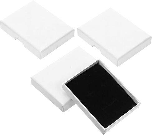 3 Pack Small Jewelry Gift Box, Necklace Bracelet Earring Cardboard Organizer, Cardboard Jewellery Box with Lids, Square Jewellery Gift Boxes for Birthday Xmas Christmas Wrapping (White) in Saudi Arabia