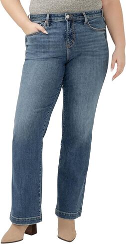 Silver Jeans Co. Women's Plus Size Avery High Rise Curvy Fit Trouser Leg Jeans, Folk, 22 Plus in Saudi Arabia