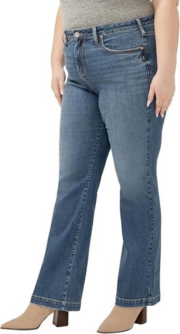 Silver Jeans Co. Women's Plus Size Avery High Rise Curvy Fit Trouser Leg Jeans, Folk, 22 Plus in Saudi Arabia