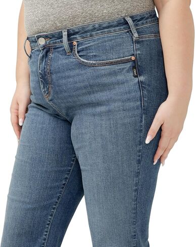 Silver Jeans Co. Women's Plus Size Avery High Rise Curvy Fit Trouser Leg Jeans, Folk, 22 Plus in Saudi Arabia