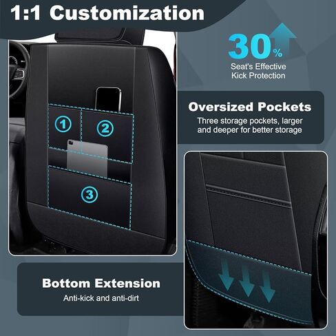 Car Seat Covers for Jeep Grand Cherokee 2022-2025 Front Seat - Waterproof Leather Custom Automotive Seat Covers Protector (2PCS Front,Black) in Kuwait