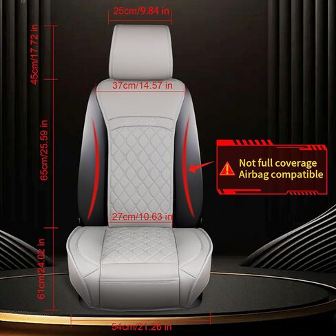 Front Car Seat Covers for Hyundai,Leather Waterproof Seat Protector Custom Fit Hyundai Venue Accent Kona Ioniq Veracruz Genesis Equus,2 Pack,Gray in Saudi Arabia