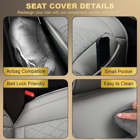 Front Car Seat Covers for Hyundai,Leather Waterproof Seat Protector Custom Fit Hyundai Venue Accent Kona Ioniq Veracruz Genesis Equus,2 Pack,Gray in Saudi Arabia