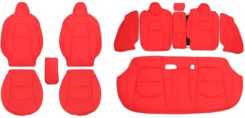 FREEMOTOR802 Car Seat Covers Fits 2017-2023 Tesla Model 3, Nappa Leather Vehicle Interior Seat Protectors Driver Passenger Front Rear 5-Seats Full Set, Pink in Kuwait