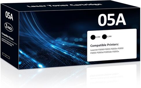 خراطيش حبر أسود 05A 2 عبوة متوافقة مع خراطيش الحبر HP 05A CE505A 05X CE505X المتوافقة مع طابعات HP Laser Jet P2035 P2055 P2035n P2055d P2055dn P2055x P2030 P2050، عالية الإنتاجية in Kuwait