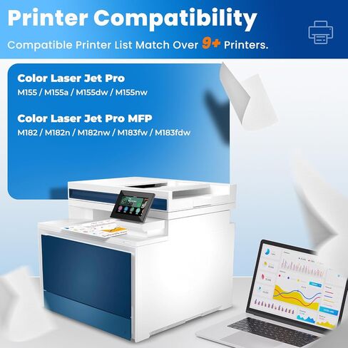 خرطوشة حبر ملونة 215A Laser Jet Pro MFP M183fw M182 M155 متوافقة مع HP 215A 215 M182 M182n M182nw M183fw M183fdw خراطيش حبر HP Color Laser Jet Pro M155 M155a M155dw M155nw in Kuwait