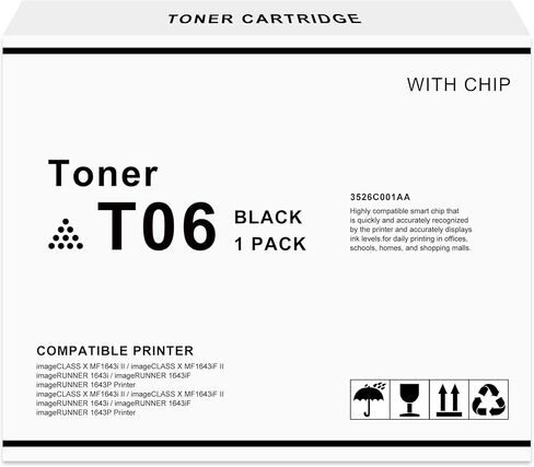 T06 Black Toner Cartridge with Chip Version,Compatible for Canon T06 T06L for imageRunner 1643i 1643iF MF1643i II MF1643iF 1643P X All-in-One Printer Ink in Kuwait