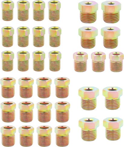 35PCS Brake Line Fittings Kit,Steel Brake Line Tubing Kit for 1/4" & 3/16" Brakes Lines Union,Inverted Flares Brakes Lines Repair Kits of Car Tools for Maintenance Hydraulic Systems in Kuwait