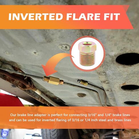 35PCS Brake Line Fittings Kit,Steel Brake Line Tubing Kit for 1/4" & 3/16" Brakes Lines Union,Inverted Flares Brakes Lines Repair Kits of Car Tools for Maintenance Hydraulic Systems in Kuwait