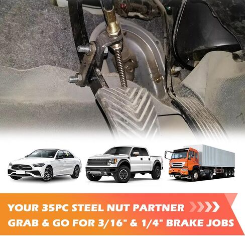 35PCS Brake Line Fittings Kit,Steel Brake Line Tubing Kit for 1/4" & 3/16" Brakes Lines Union,Inverted Flares Brakes Lines Repair Kits of Car Tools for Maintenance Hydraulic Systems in Kuwait