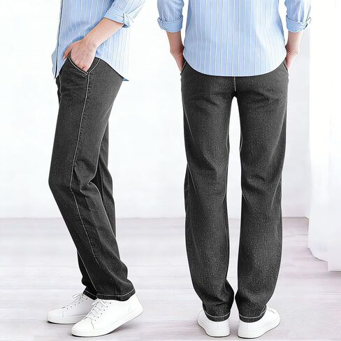 Jeans for Women Denim Pants High Waisted Straight Leg Stretch Pant Casual Elastic Waist Trousers with Pockets in Saudi Arabia
