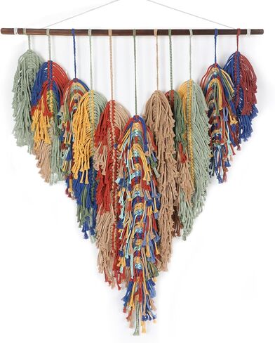 Crystalberry كبير البوهيمي مكرامية الجدار شنقا 31.5in × 37.8 في المنسوجة يدويا شرابة ملونة بوهو جدار ديكور بوهو المنسوجة نسيج لغرفة النوم غرفة المعيشة النوم الحضانة جدار الفن هدية لحفل الزفاف in Kuwait