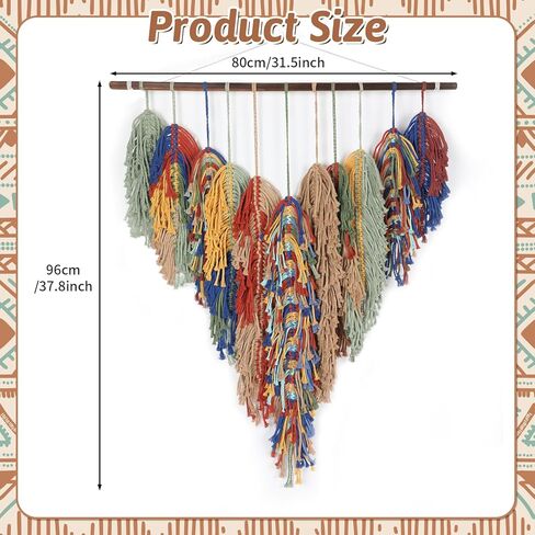 Crystalberry كبير البوهيمي مكرامية الجدار شنقا 31.5in × 37.8 في المنسوجة يدويا شرابة ملونة بوهو جدار ديكور بوهو المنسوجة نسيج لغرفة النوم غرفة المعيشة النوم الحضانة جدار الفن هدية لحفل الزفاف in Kuwait