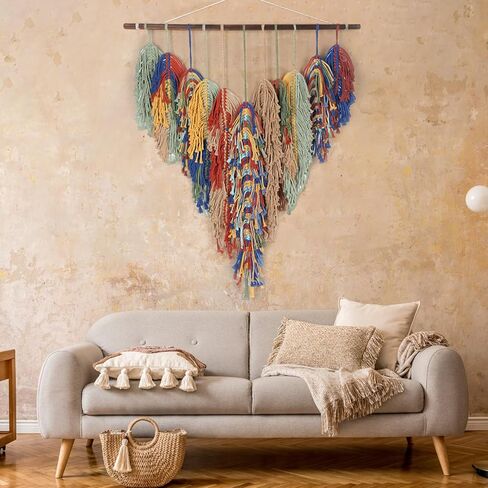 Crystalberry كبير البوهيمي مكرامية الجدار شنقا 31.5in × 37.8 في المنسوجة يدويا شرابة ملونة بوهو جدار ديكور بوهو المنسوجة نسيج لغرفة النوم غرفة المعيشة النوم الحضانة جدار الفن هدية لحفل الزفاف in Kuwait