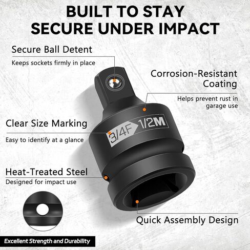 9 Piece Impact Socket Adapter and Reducer Set,1/4", 3/8", 1/2", 3/4" Drive Socket Adapter Set for Impact Driver Conversions, Impact Wrench Conversion Kit Socket Reducer, Locking Socket Adapter Set in Kuwait