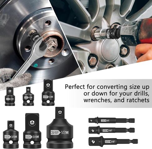 9 Piece Impact Socket Adapter and Reducer Set,1/4", 3/8", 1/2", 3/4" Drive Socket Adapter Set for Impact Driver Conversions, Impact Wrench Conversion Kit Socket Reducer, Locking Socket Adapter Set in Kuwait