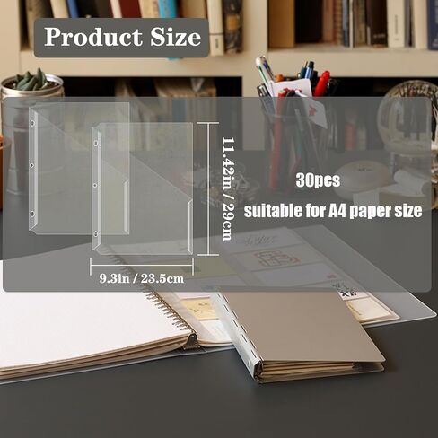 30 قطعة 3 حفرة لكمة الموثق المجلدات 3 حلقة الموثق الأكمام البلاستيكية واضح بولي شفافة ملف سترة in Kuwait