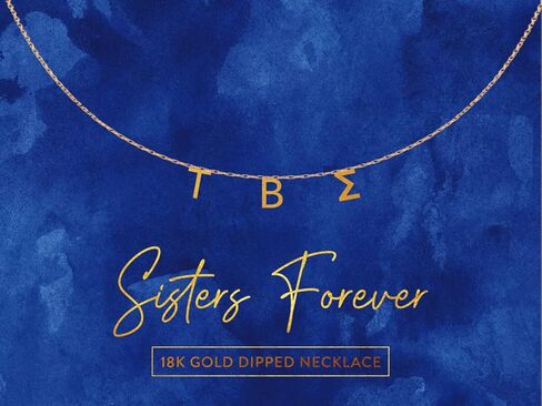 Sorority Shop Tau Beta Sigma Necklace — TBS Name Necklace, 18K Gold Plated Sorority Gifts Necklace, Long-Lasting Tau Beta Sigma Gifts for Women in Saudi Arabia