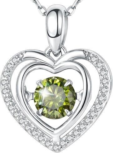Gem's Beauty Silver Heart Necklace for Women - 925 Silver Moissanite Pendant, Dainty Dance Gift for Her, Mom, Wife |Christmas/Anniversary/Valentine’s Birthstone Jewel in Kuwait