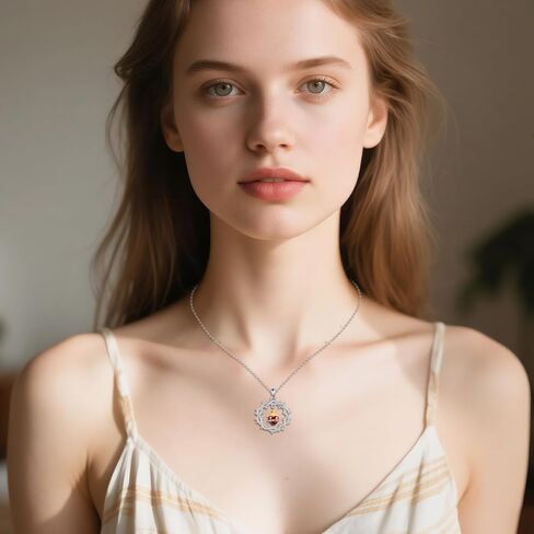 Sacred Heart Necklace 925 Sterling Silver Thorns Cross Pendant God's Love Jewelry-Flaming Heart Amulet Gifts for Women in Saudi Arabia