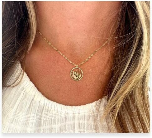 خربش الخرز أوصنا، قلادة قلادة أوراق النخيل الذهبية، هدية مجوهرات مسيحية للنساء in Kuwait