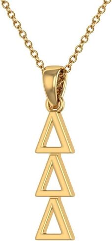 Delta Delta Delta Necklace Vertical Gold Plated Sterling Silver with 18" Chain in Kuwait