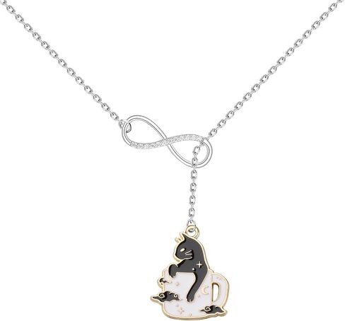 BAUNA Black Cat Necklace For Women Cat Lover Gifts Cats Owner Y Lariat Necklace Coffee Lover Jewelry With Cats in Saudi Arabia