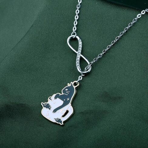 BAUNA Black Cat Necklace For Women Cat Lover Gifts Cats Owner Y Lariat Necklace Coffee Lover Jewelry With Cats in Saudi Arabia
