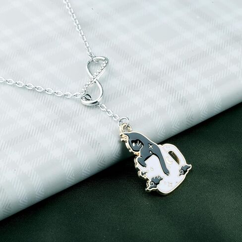 BAUNA Black Cat Necklace For Women Cat Lover Gifts Cats Owner Y Lariat Necklace Coffee Lover Jewelry With Cats in Saudi Arabia