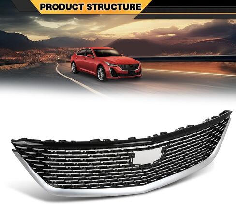 Front Grill Grille Compatible with Cadillac CT5 Luxury 2020-2023 84934970 Black & Chrome in Saudi Arabia