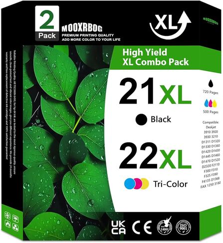 21XL 22XL Ink Cartridges (2-Pack, Black/Tri-Color) Replacement for HP 21 22 Ink Cartridges Work for OfficeJet 4315 J3680 DeskJet F2210 F4180 F380 F300 F4140 D1455 3940 PSC1410 Printer in Kuwait