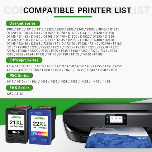 21XL 22XL Ink Cartridges (2-Pack, Black/Tri-Color) Replacement for HP 21 22 Ink Cartridges Work for OfficeJet 4315 J3680 DeskJet F2210 F4180 F380 F300 F4140 D1455 3940 PSC1410 Printer in Kuwait