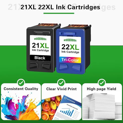 21XL 22XL Ink Cartridges (2-Pack, Black/Tri-Color) Replacement for HP 21 22 Ink Cartridges Work for OfficeJet 4315 J3680 DeskJet F2210 F4180 F380 F300 F4140 D1455 3940 PSC1410 Printer in Kuwait