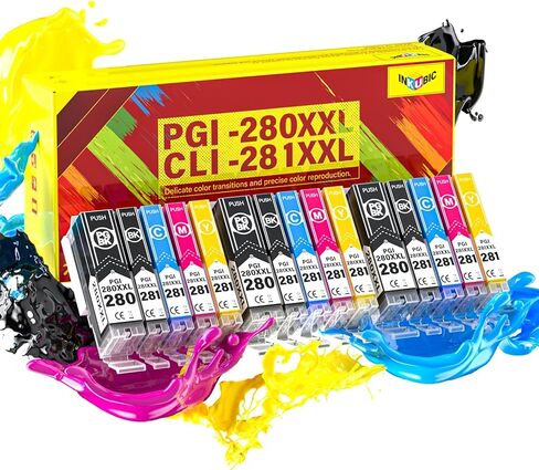 280 281 خراطيش حبر XXL | PGI-280XXL CLI-281XXL | 15 عبوة كومبو، بديل متوافق لطابعات CANON TR8620a TR8620 TR8500 TR8600 TR8622a TR7520 TS9521c TS9520 TS6320 TS6120 TS702a Pixma in Saudi Arabia