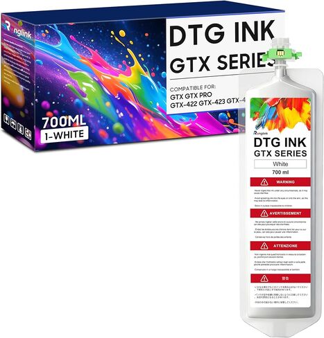 حقيبة حبر نسيج DTG ممتازة بيضاء (مع رقاقة) 700 مل بديلة لطابعة سلسلة Brother GTX GTX PRO GTX-422 GTX-423 GTX-425، طباعة مباشرة على الملابس in Kuwait
