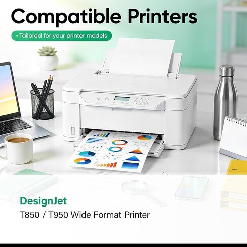 738 خراطيش حبر 300 مل 4 عبوات بديلة عالية الإنتاجية لحبر HP 738 738XL حبر 498N8A 676M6A 676M7A 676M8A متوافق مع طابعات HP DesignJet T850 T950 ذات التنسيق العريض باللون الأسود والأرجواني السماوي والأصفر in Kuwait