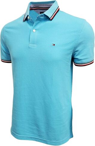 Tommy Hilfiger Mens Striped Collar Polo (Medium, Bright Blue) in Saudi Arabia