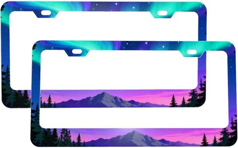 Brown Cow Texture License Plate Frame 2 Pack Aluminum License Plate Holder Car Decorative Tag Frames Universal 2 Hole Cars Decor Accessories for Women Men with Screws in Kuwait