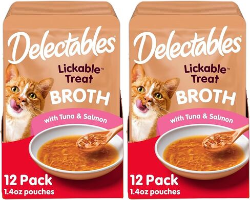 Delectables Savory Broths Lickable Wet Cat Treat Variety Pack, 12Count(Pack of 1) in Kuwait