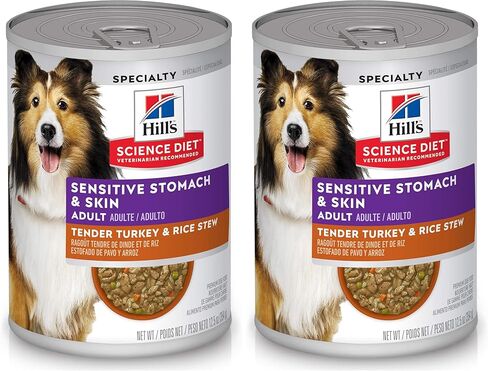 Hill's Science Diet Sensitive Stomach & Skin, Adult 1-6, Stomach & Skin Sensitivity Support, Wet Dog Food, Tender Chicken & Vegetable Stew, 12.5 oz Can, Case of 12 in Kuwait