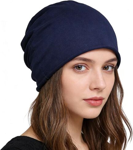 Slouchy Beanie Hat for Women Men Casual Comfy Baggy Skull Cap Lightweight Chemo Headwear Fashion Elastic Sleeping Headwrap Sapphire Blue in Saudi Arabia