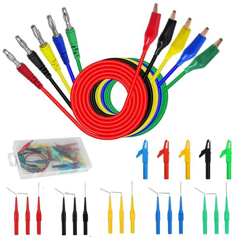 25PCS Multimeter Test Leads Kit, Upgraded Silicone Multimeter Leads Kit with Replaceable Wire Piercing Probes, Alligator Clips, Test Hook Clips, Test Tweezer for Digital Electrical Multimeter Testing in Kuwait