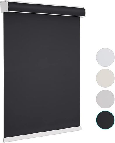 Changshade 100% Blackout Roller Shades Cordless Blinds for Windows, Free-Stop Shades, Thermal Insulated Fabric, UV Protection, Natural Woven Blinds for Home and Office,24" W*72" H,Gray in Kuwait