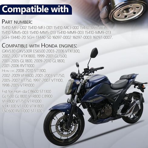 15410-MFJ-D01 15410-MFJ-D02 15410-MCJ-003 استبدال فلتر الزيت متوافق مع محرك Hon-da GXV530 GXV530R ES6500 / لـ Jo-hn Dee-re M806418 لـ Kaw-as-aki (3 قطع) in Kuwait