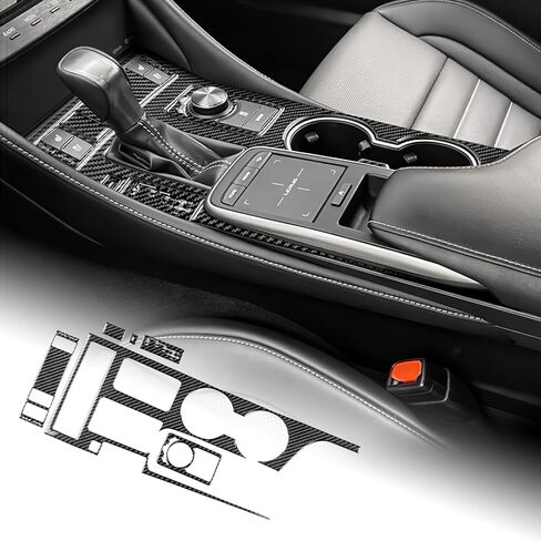 AIRSPEED لسيارة Lexus Car Gear Shift غطاء لوحة من ألياف الكربون لوحدة التحكم المركزية إطار داخلي لسيارة Lexus RC300 RC350 RC200T 2019-2025، أسود in Saudi Arabia