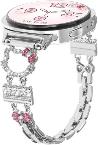Bling Metal Band for Samsung Galaxy Watch 8 Band 40mm 44mm /Galaxy Watch 8 Classic 46mm for Women, Cute Cartoon Glitter Rhinestone Jewelry Slim Bracelet Strap Replacement Wristband Accessories in Kuwait