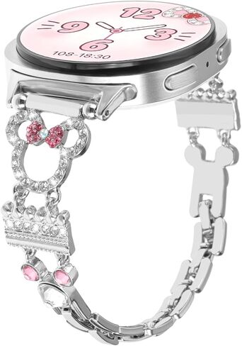Bling Metal Band for Samsung Galaxy Watch 8 Band 40mm 44mm /Galaxy Watch 8 Classic 46mm for Women, Cute Cartoon Glitter Rhinestone Jewelry Slim Bracelet Strap Replacement Wristband Accessories in Saudi Arabia