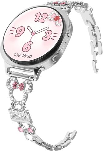 Bling Metal Band for Samsung Galaxy Watch 8 Band 40mm 44mm /Galaxy Watch 8 Classic 46mm for Women, Cute Cartoon Glitter Rhinestone Jewelry Slim Bracelet Strap Replacement Wristband Accessories in Saudi Arabia